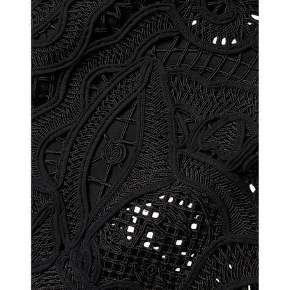 Dolce & Gabbana Black Floral Lace HighWaist Pencil Cut Skirt