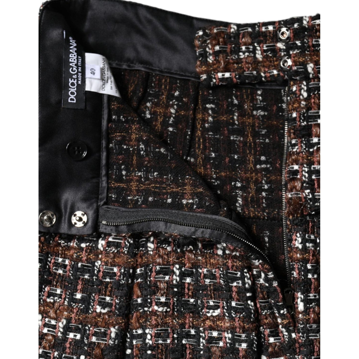 Dolce & Gabbana Multicolor High Waist Tartan Tweed A-line Mini Skirt SKI2037-40