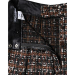 Dolce & Gabbana Multicolor High Waist Tartan Tweed A-line Mini Skirt SKI2037-40