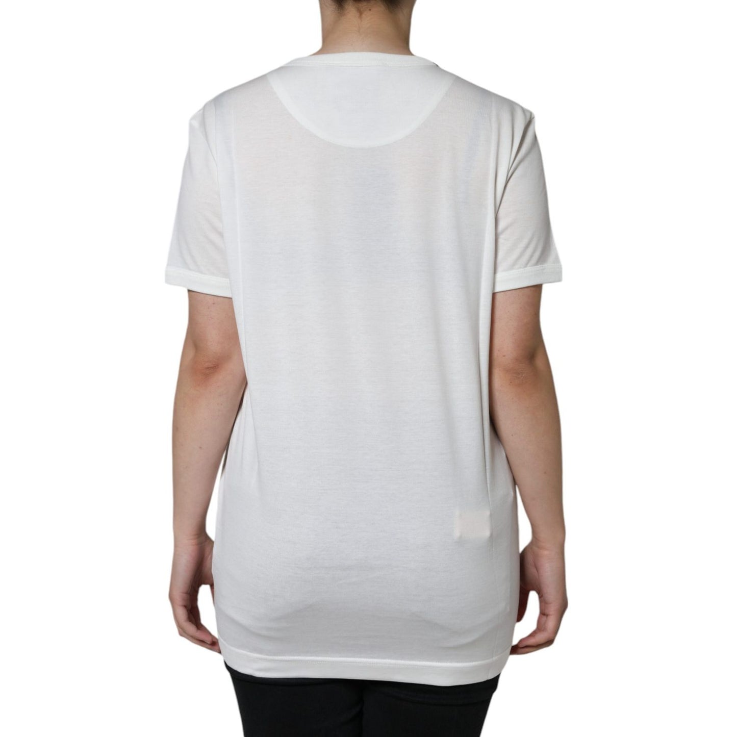 Dolce & Gabbana White Cotton Crew Neck Short Sleeve T-shirt