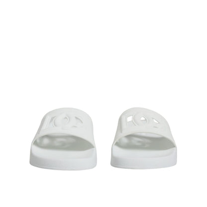 Dolce & Gabbana White Rubber Slides Sandals Beachwear Shoes