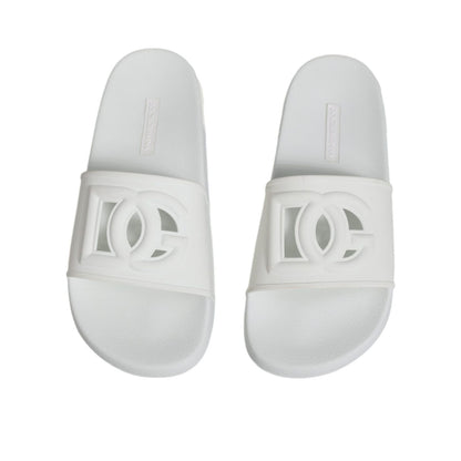 Dolce & Gabbana White Rubber Slides Sandals Beachwear Shoes