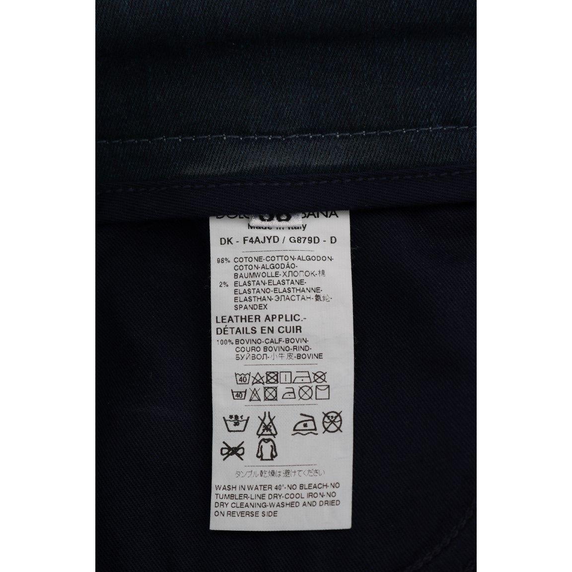 Dolce & Gabbana Blue Short striped Mini Denim Skirt