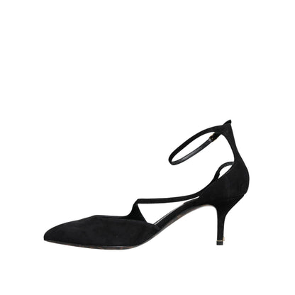 Dolce & Gabbana Black Suede Ankle Strap Heels Pumps Shoes