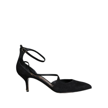 Dolce & Gabbana Black Suede Ankle Strap Heels Pumps Shoes