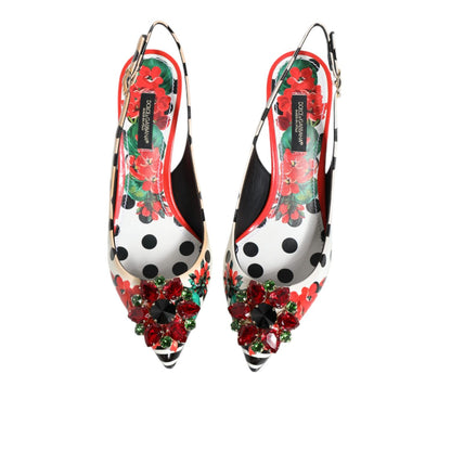 Dolce & Gabbana Multicolor Crystal Heels Slingback Shoes