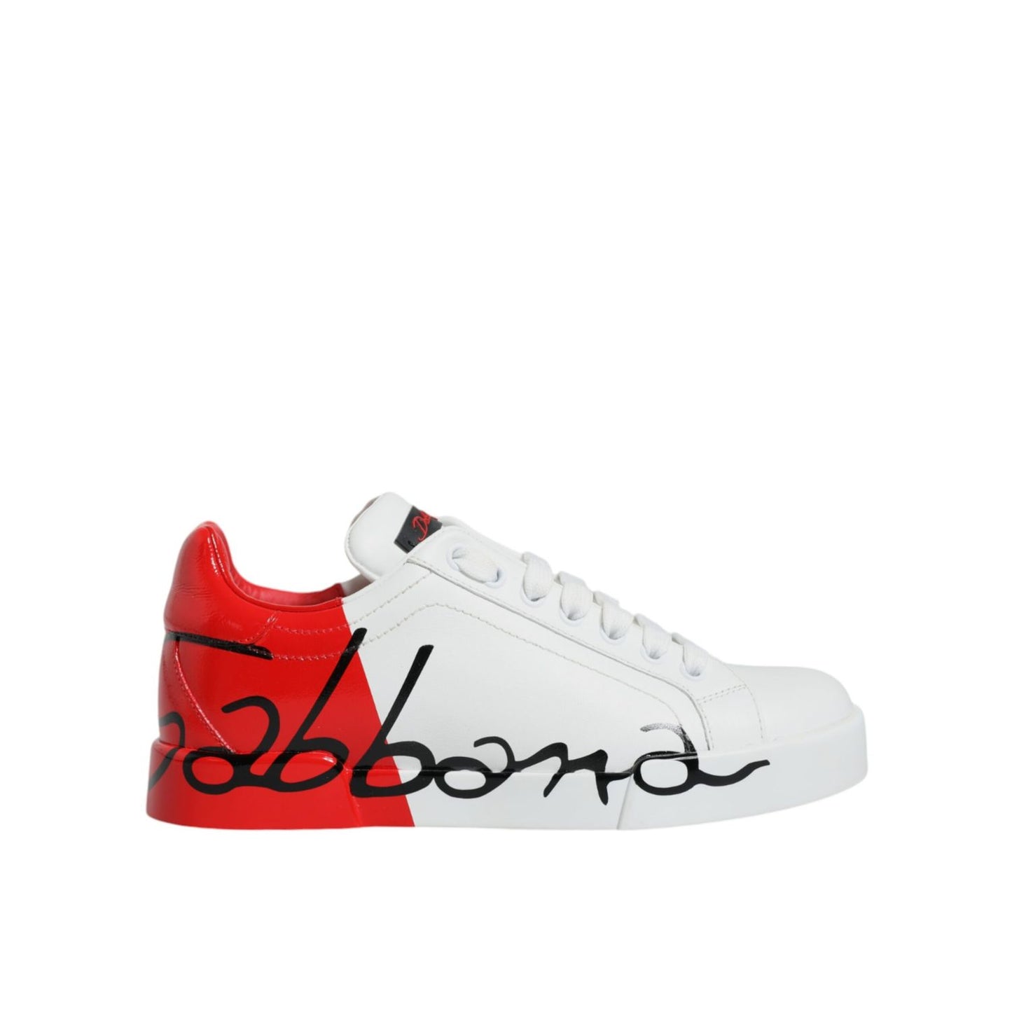 Dolce & Gabbana White Red Portofino Low Top Sneakers Shoes