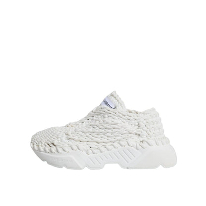 Dolce & Gabbana White Knitted Daymaster Sneakers Shoes