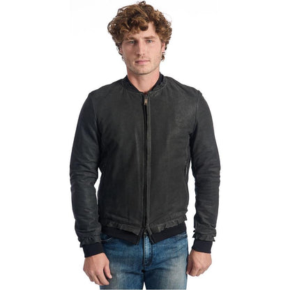 Roberto Pepe Luxury Gray Lambskin Men Jacket