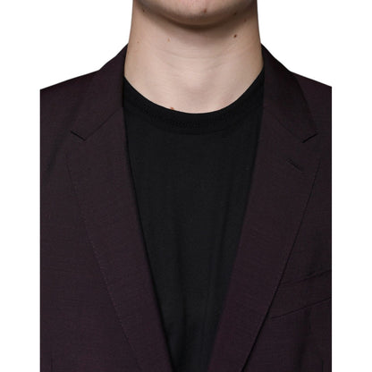 Dolce & Gabbana Bordeaux Wool Single Breasted Dress Blazer