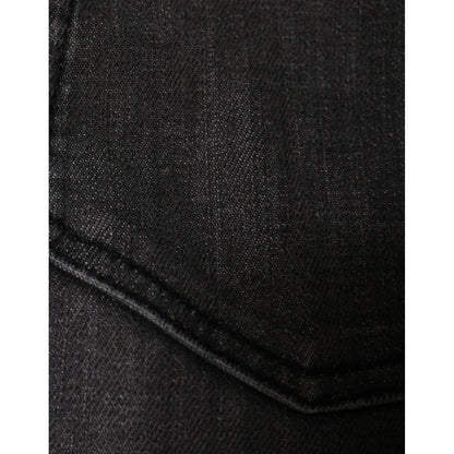 Dolce & Gabbana Black Tattered Cotton Skinny Men Denim Jeans