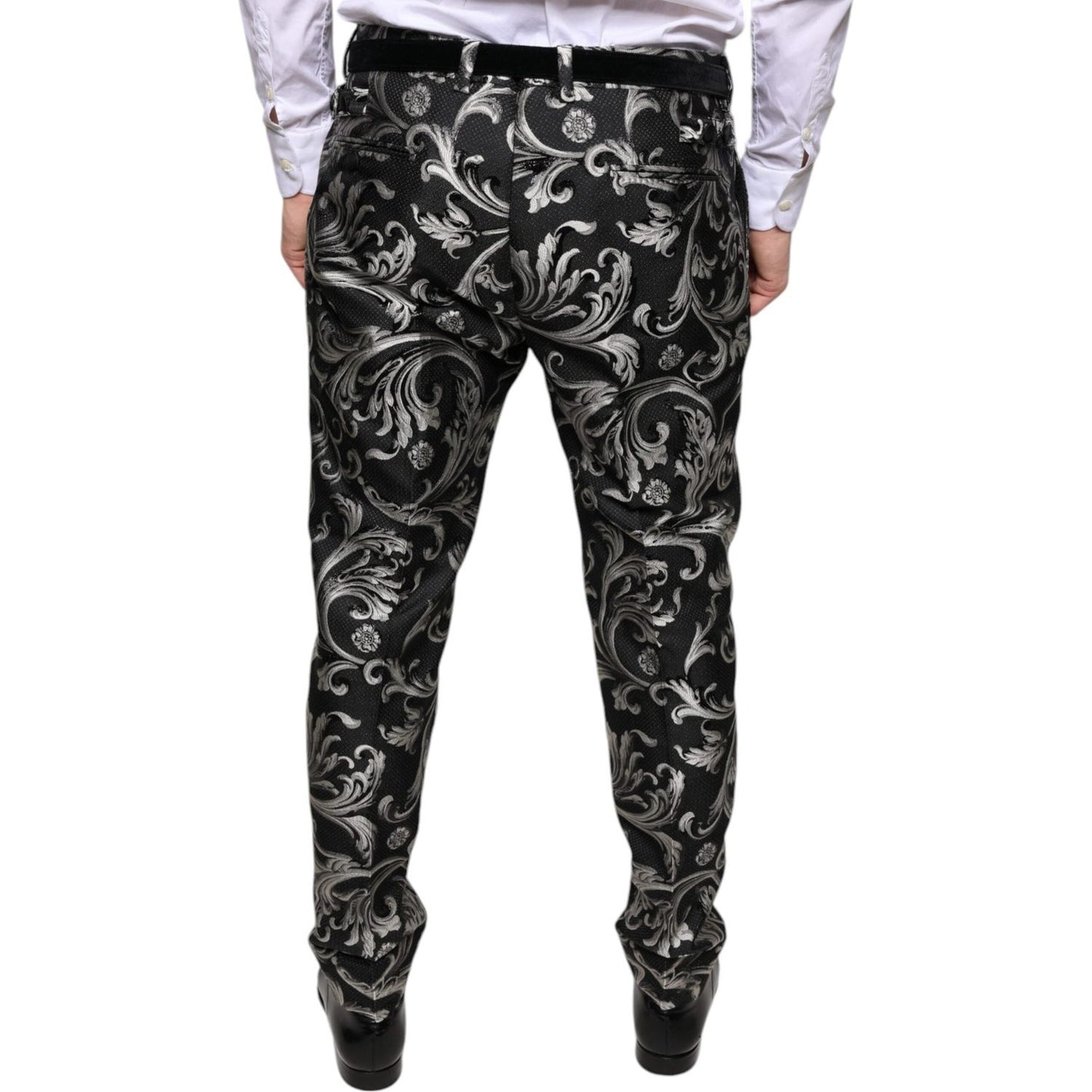 Dolce & Gabbana Black Jacquard Skinny Dress Pants PAN75331-46