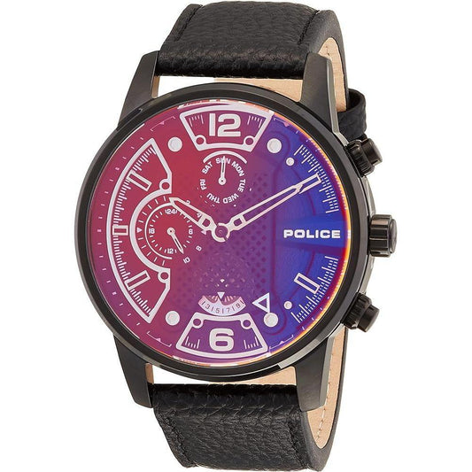 Police Black Leather Watch POPEWJF2203306SETAC
