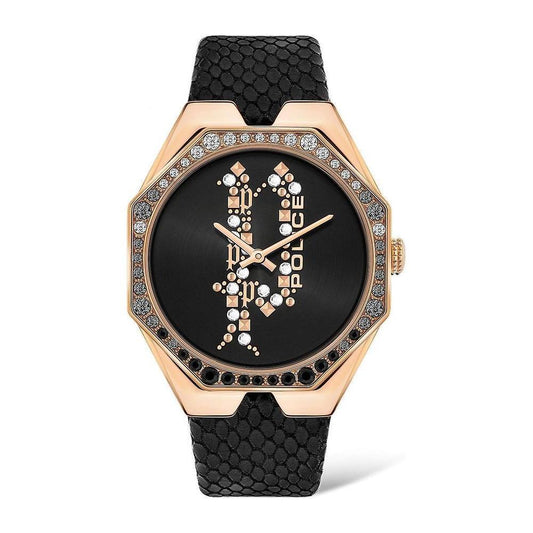 Police Black Leather Watch POPEWLA2008201AC
