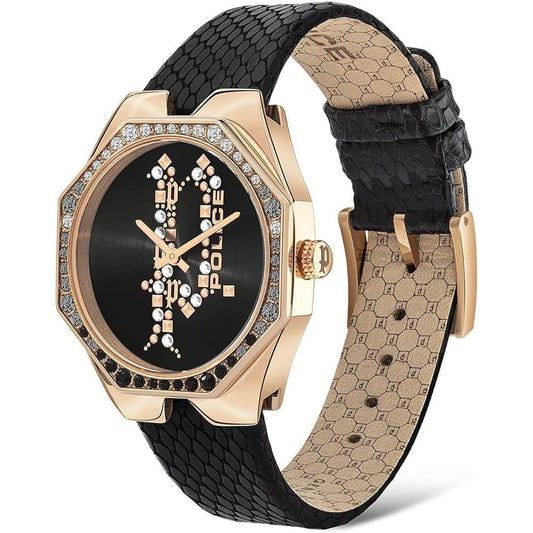 Police Black Leather Watch POPEWLA2008201AC