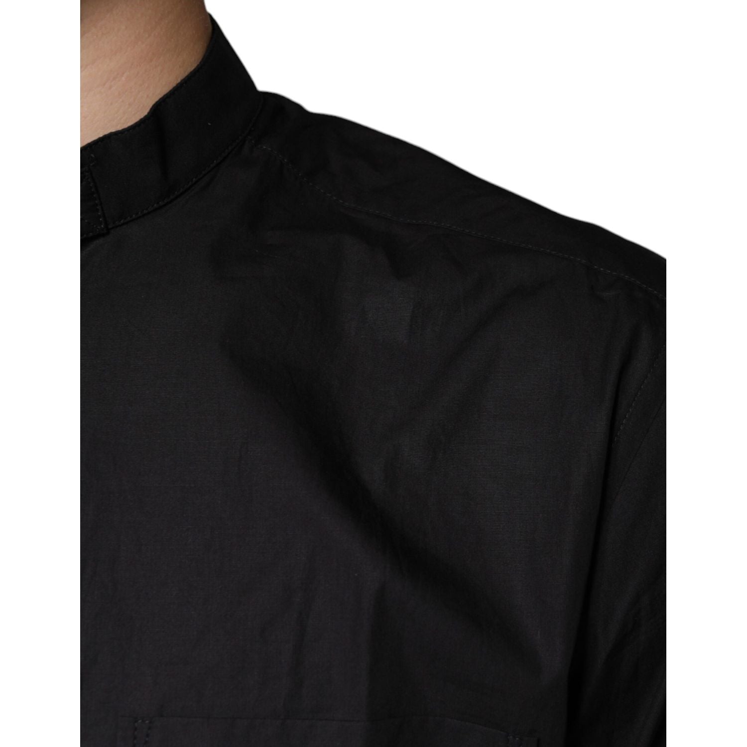 Dolce & Gabbana Black Cotton Button Down Men Casual Shirt