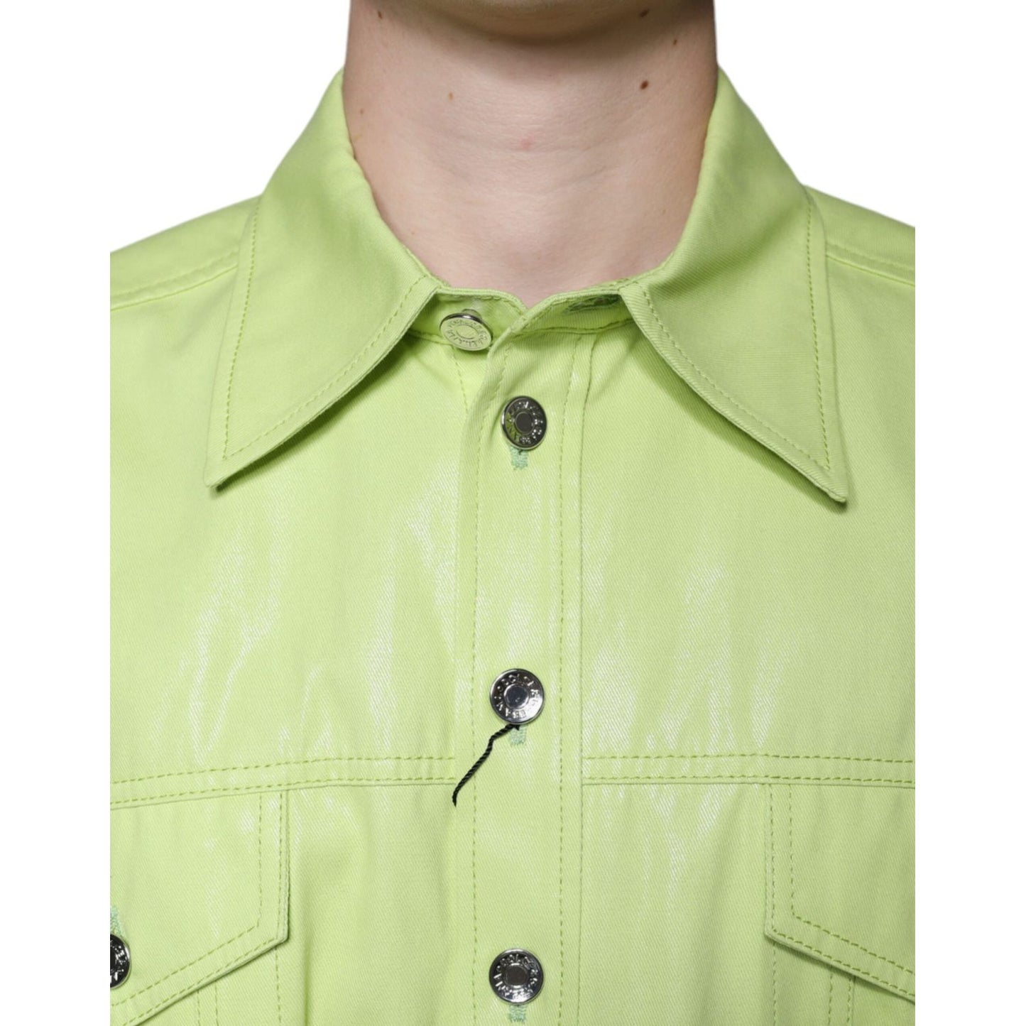 Dolce & Gabbana Green Cotton Collared Men Button Down Shirt