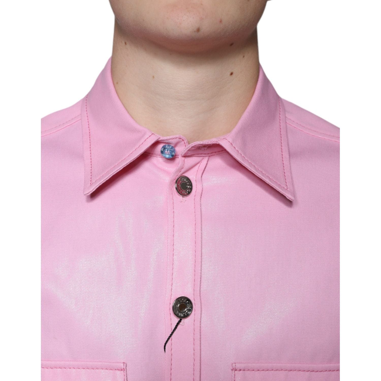 Dolce & Gabbana Pink Cotton Collared Button Down Shirt