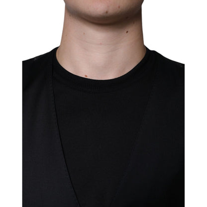 Dolce & Gabbana Black Wool Waistcoat Dress Formal Vest