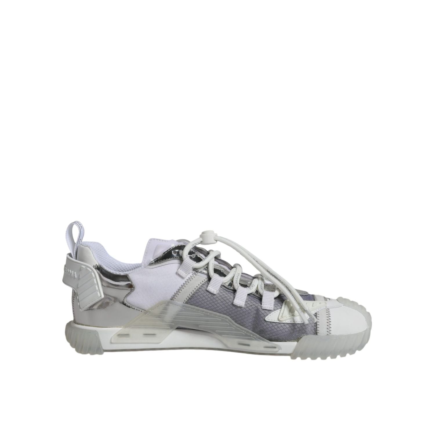 Dolce & Gabbana White Silver Low Top NS1 Sneakers Shoes