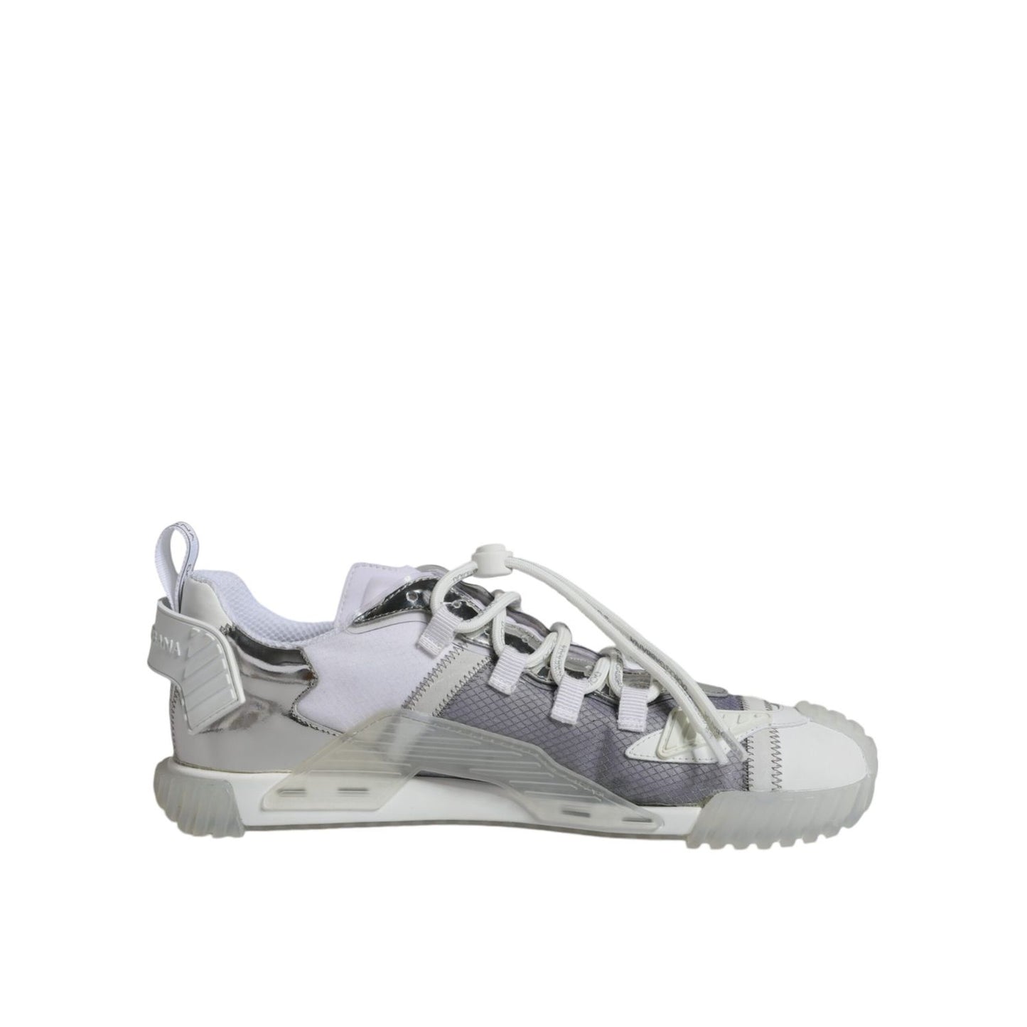 Dolce & Gabbana White Silver Low Top NS1 Sneakers Shoes