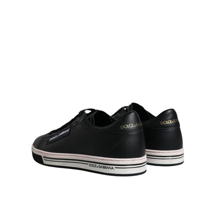 Dolce & Gabbana Black Leather Low Top Men Sneakers Shoes