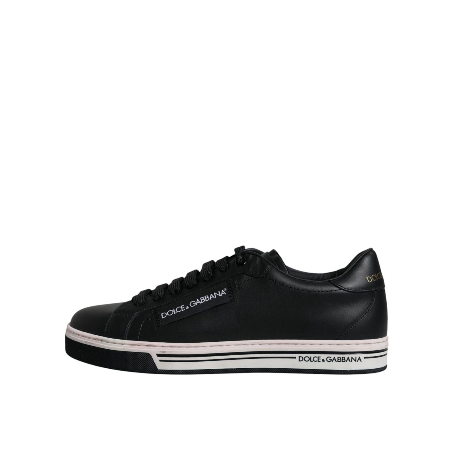 Dolce & Gabbana Black Leather Low Top Men Sneakers Shoes