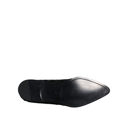 Dolce & Gabbana Black Embellished Suede Derby Formal Shoes