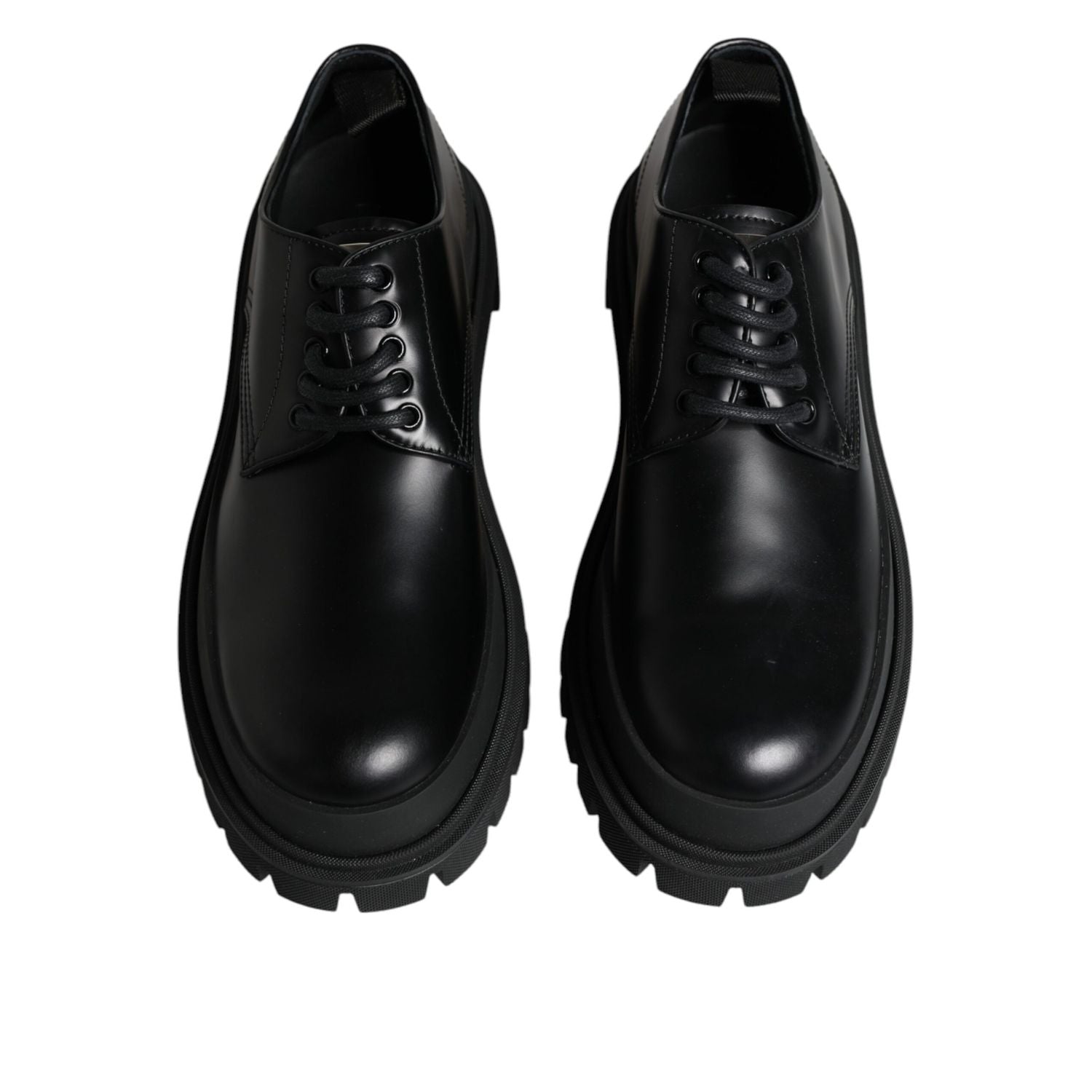 Dolce & Gabbana Black Leather Lace Up Trekking Dress Shoes