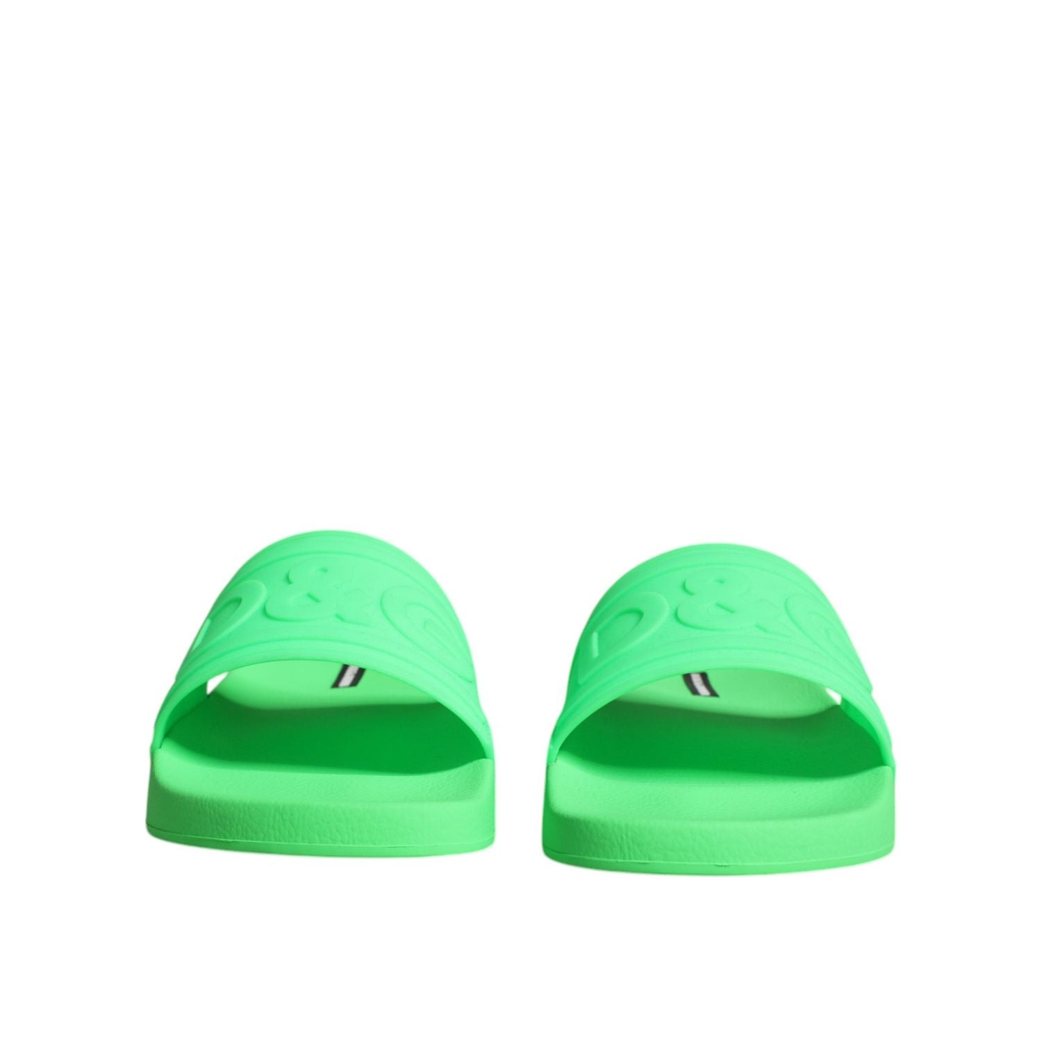 Dolce & Gabbana Green Leather Slides Sandals Beachwear Shoes