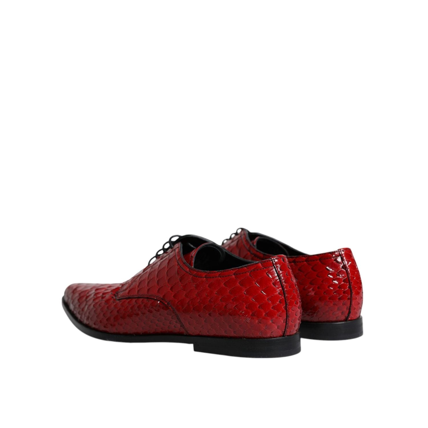 Dolce & Gabbana Red Textured Varnished Derby Men Formal Shoes