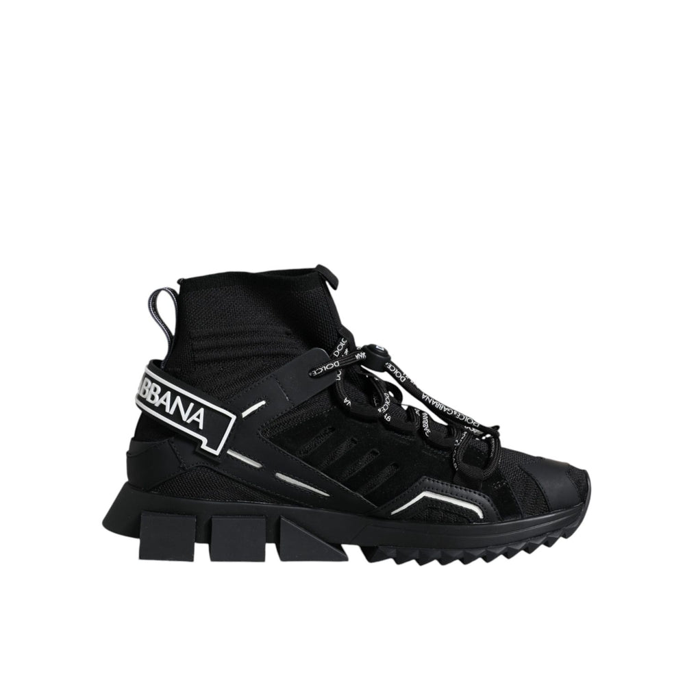 Dolce & Gabbana Black Sorrento Socks Logo Sneakers Shoes