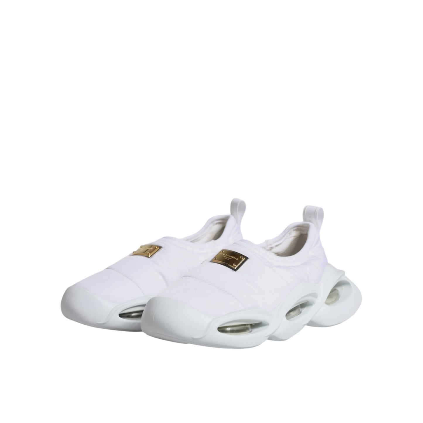 Dolce & Gabbana White Padded Fabric Low Top Sneakers Shoes