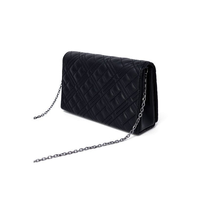 Love Moschino Bicolor Polyethylene Handbag with quilted design and golden chain, suitable for crossbody or shoulder wear.