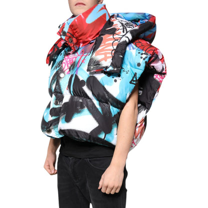 Dolce & Gabbana Multicolor Graffiti Hooded Windbreaker Jacket