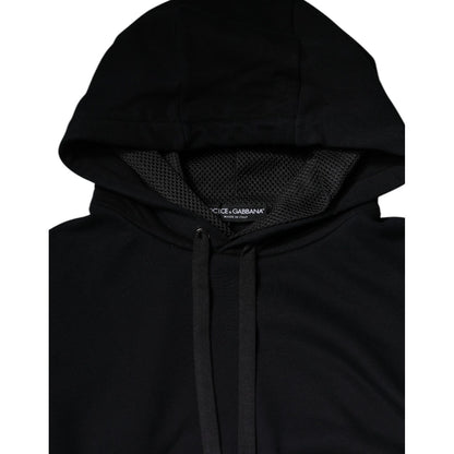Dolce & Gabbana Black Hooded Pullover Men Sweatshirt Sweater