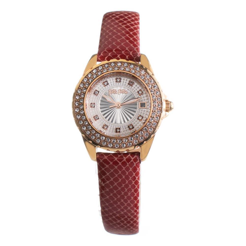 Folli Follie Red Leather Dress Watch