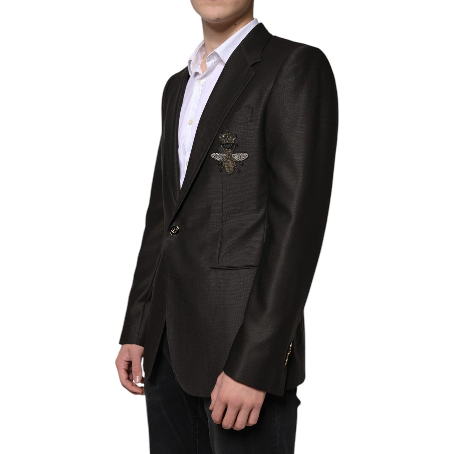 Dolce & Gabbana Blazer Brown Green Bee Wool Jacket Coat