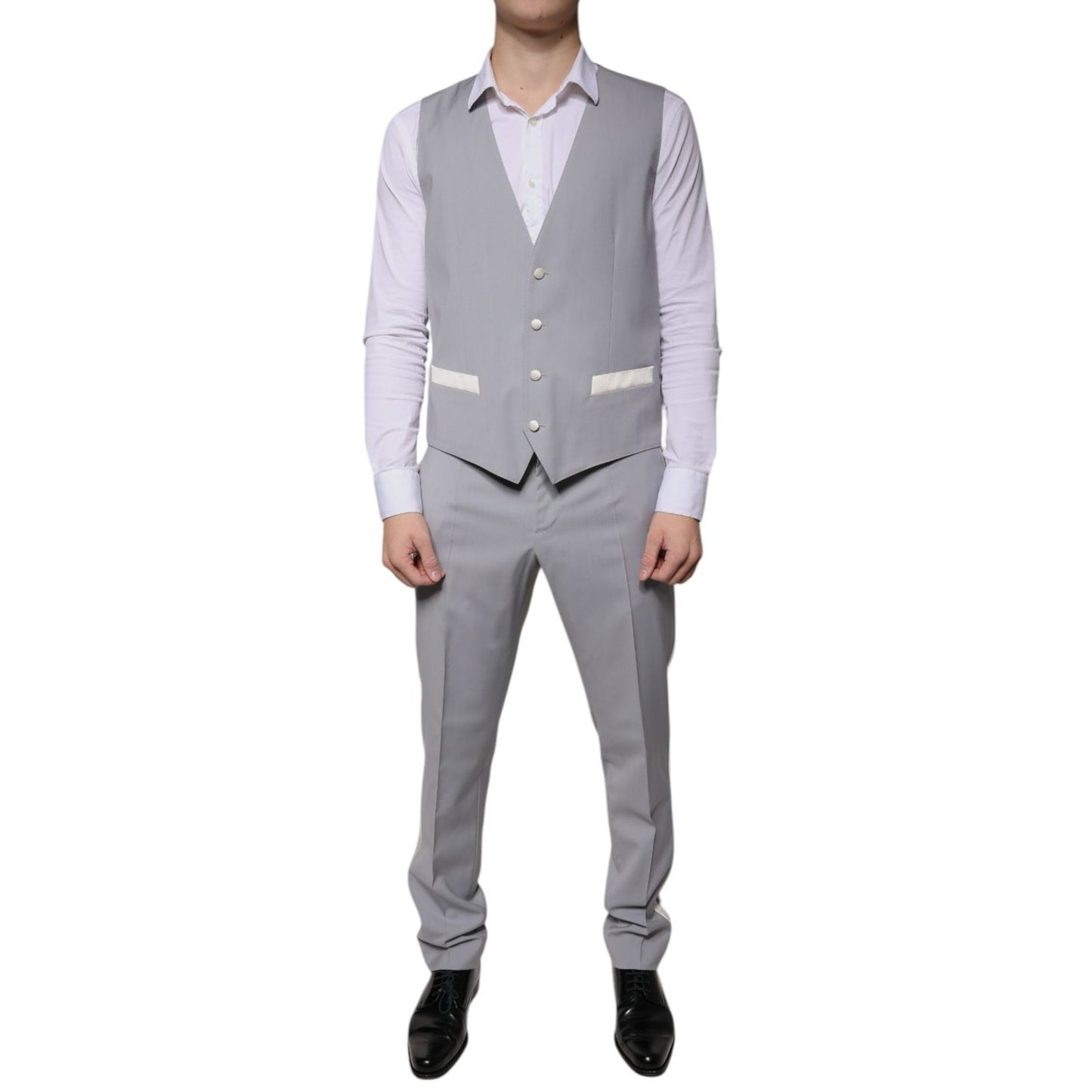 Dolce & Gabbana Gray Wool 3 Piece Slim Fit Formal Suit