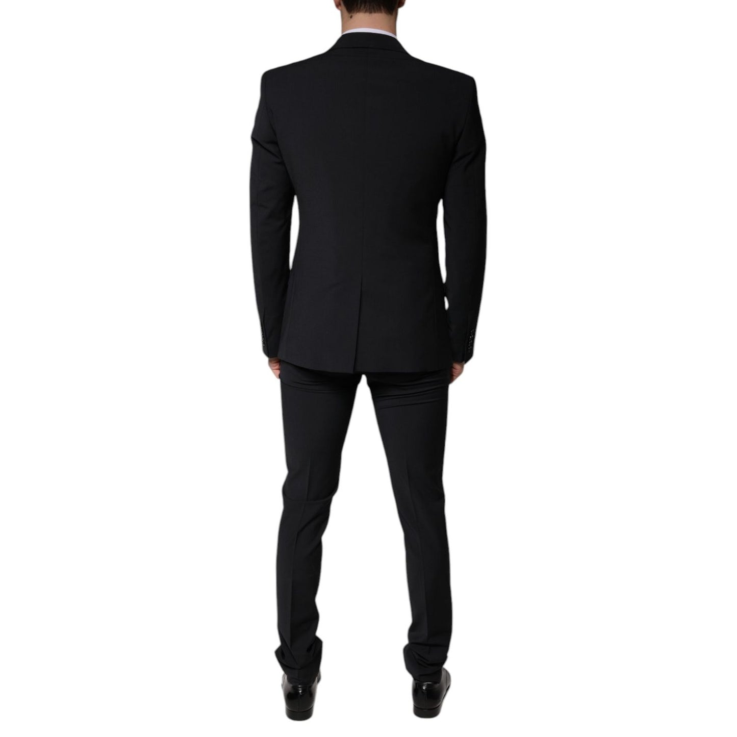 Dolce & Gabbana Black Wool 3 Piece Slim Fit Formal Men Suit