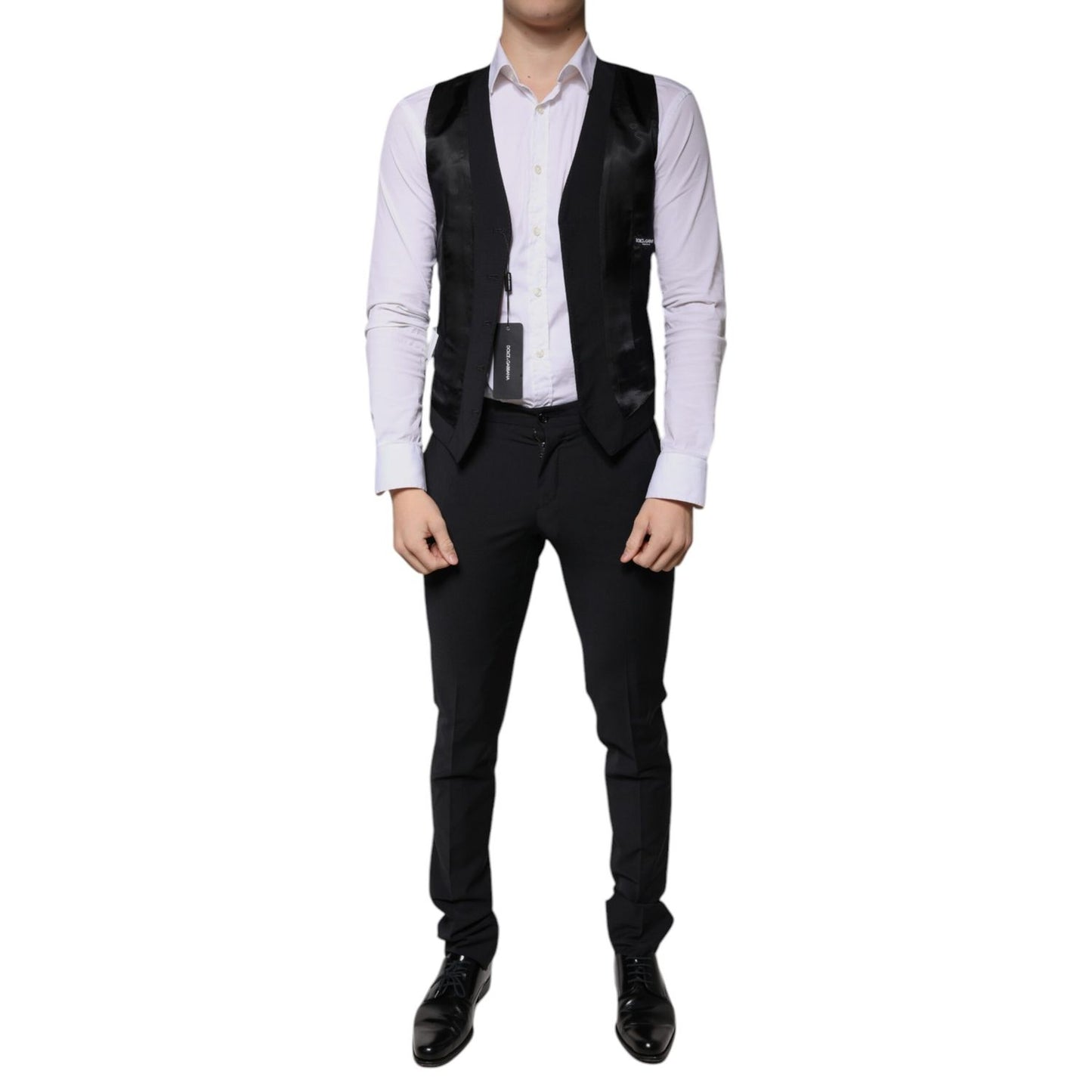 Dolce & Gabbana Black Wool 3 Piece Slim Fit Formal Men Suit