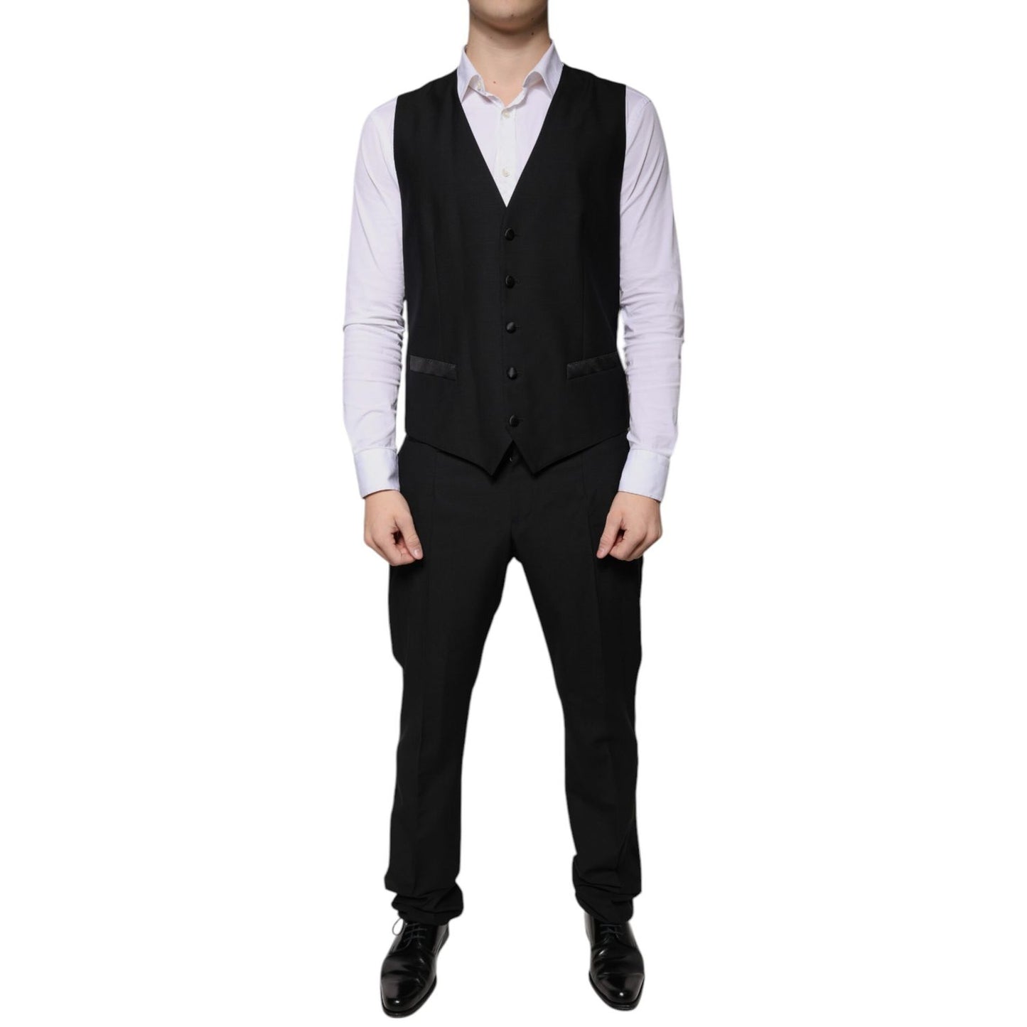 Dolce & Gabbana Black Wool 3 Piece Slim Fit Formal Suit