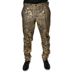 Dolce & Gabbana Gold Floral Jacquard Men Dress Pants