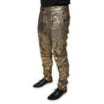 Dolce & Gabbana Gold Floral Jacquard Men Dress Pants