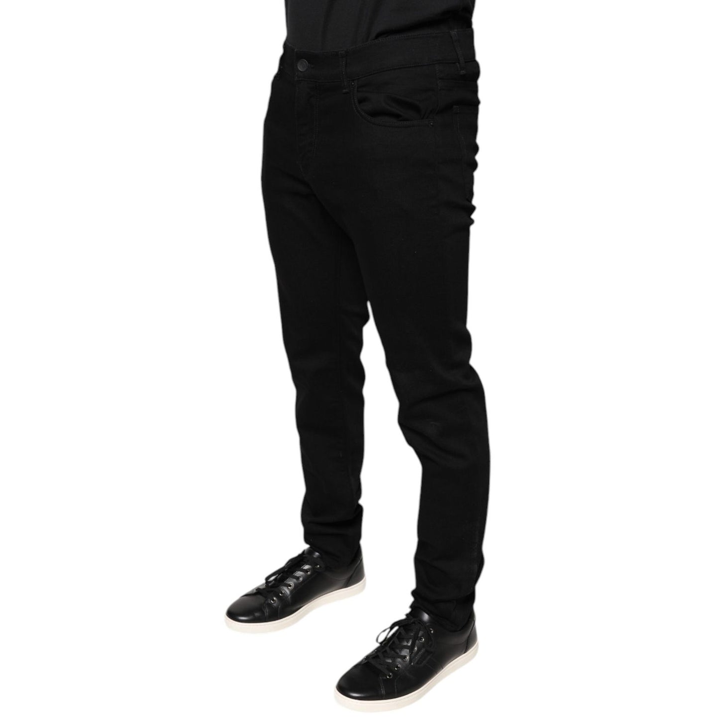 Dolce & Gabbana Black Cotton Stretch Skinny Men Denim Jeans