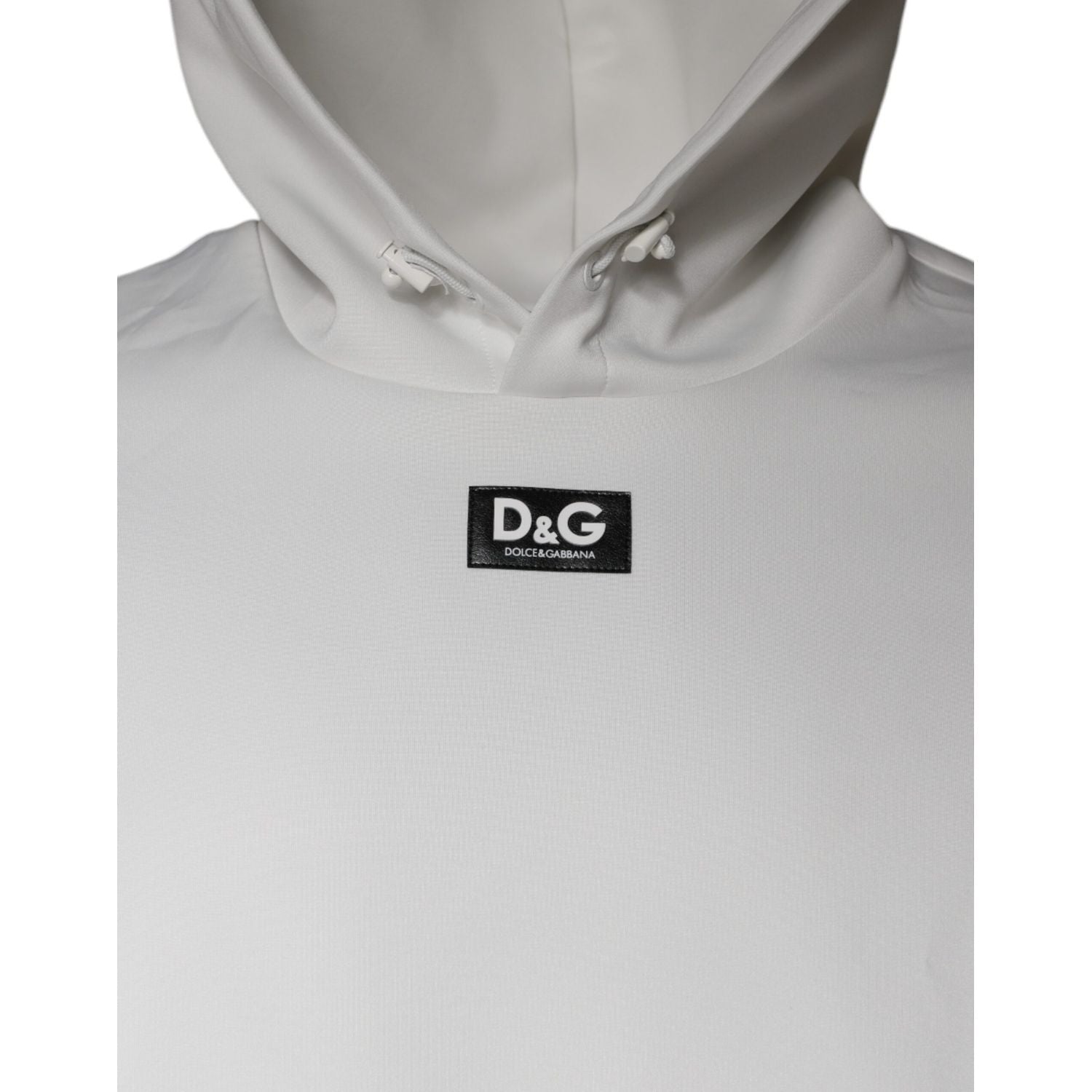 Dolce & Gabbana White D&G Logo Hooded Men Sweatshirt Sweater