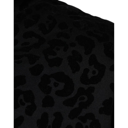 Dolce & Gabbana Black Leopard Cotton Hooded Full Zip Sweater