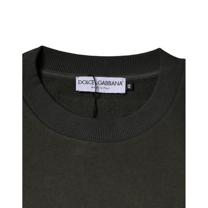 Dolce & Gabbana Army Green Crown Cotton Sweatshirt Sweater