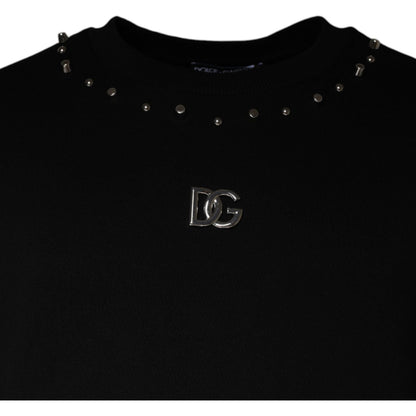 Dolce & Gabbana Black Logo Stud Pullover Sweatshirt Sweater