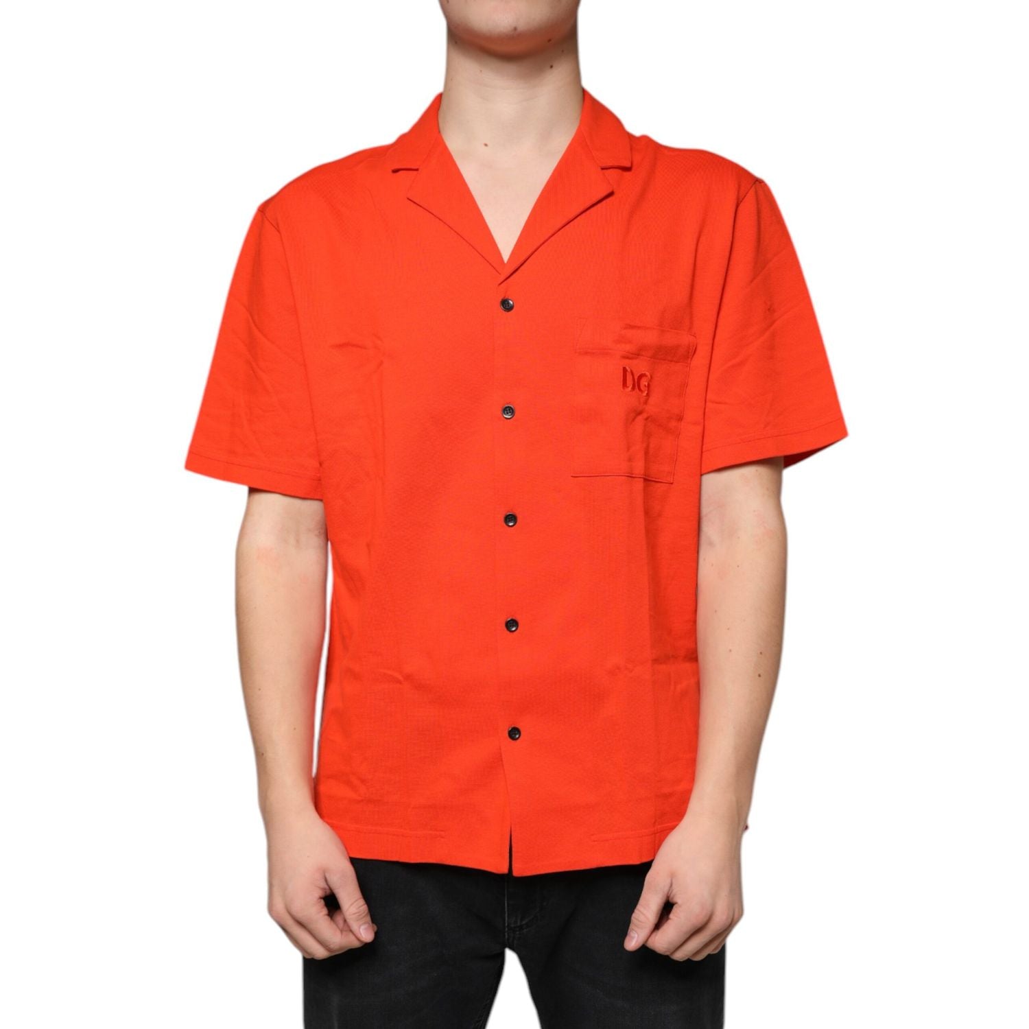 Dolce & Gabbana Orange Cotton Button Down Casual Polo Shirt